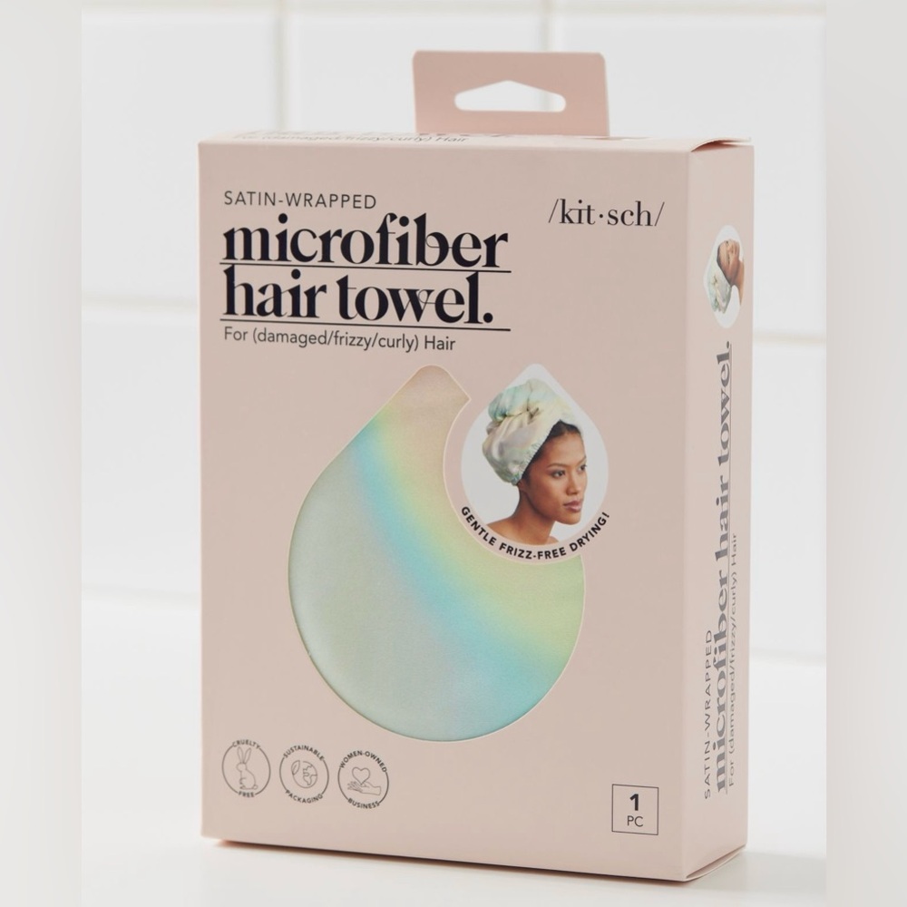 Kitsch Satin-Wrapped Microfiber Hair Towel for Hair Care - Color: Aura